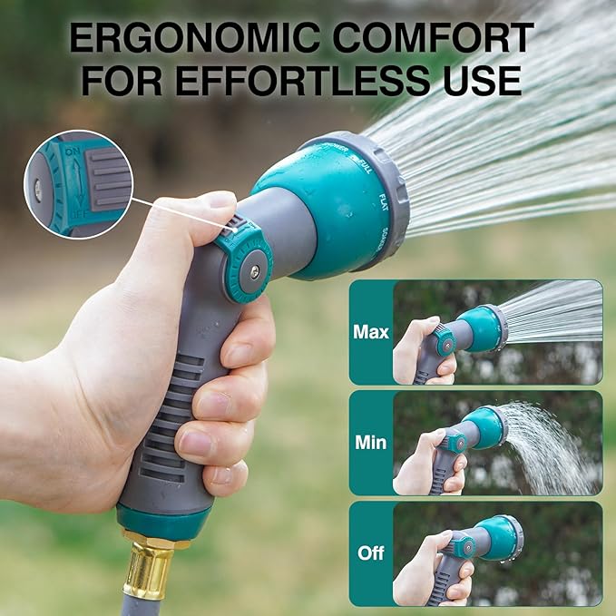 Garden Hose Nozzle, Water Hose Nozzle Heavy Duty, Hose Sprayer Nozzle with 10 Adjustable Patterns, Spray Nozzles for Garden Hose, Hose Sprayer Thumb Control for Plants, Lawn, Garden, Car, Pet