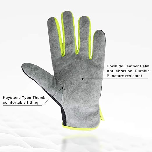 HLDD HANDLANDY 2 Pairs Leather Gardening Gloves for Men, Utility Work Gloves for Gardening, Yardwork, Construction, Mechanics, Great Garden Gifts for Men Women