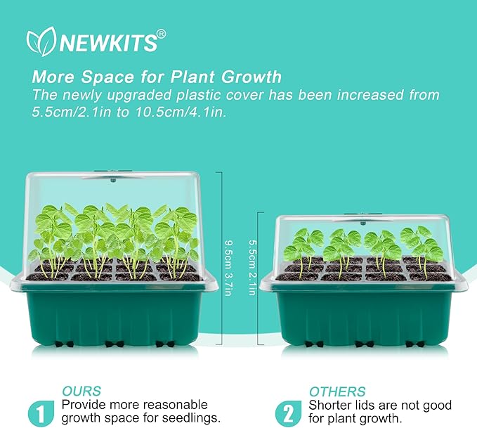 Seed Starter Tray with Grow Light, Plant Germination Starter Kit Seed Starter kit with Humidity Dome and Base for Greenhouse Grow Wheatgrass Hydroponic (Timed Seedling Tray)
