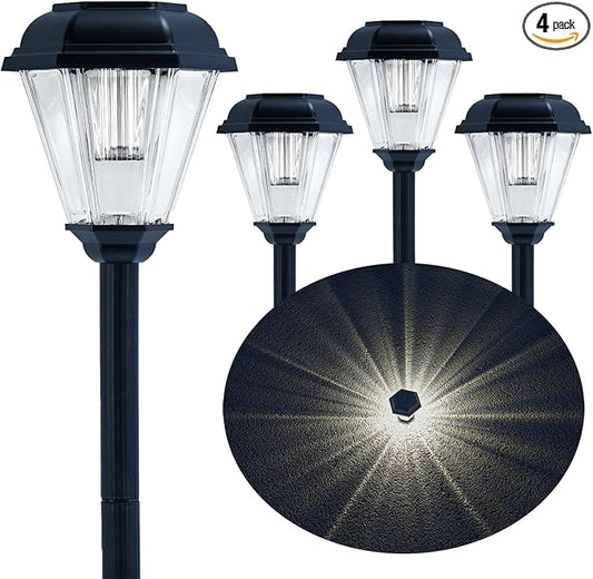 Solar Pathway Lights Outdoor 4 Pack, Upgraded 1000mAh Battery Up to 12Hrs, Solar Lights Outdoor Waterproof IP65, Warm White Landscape Light for Garden