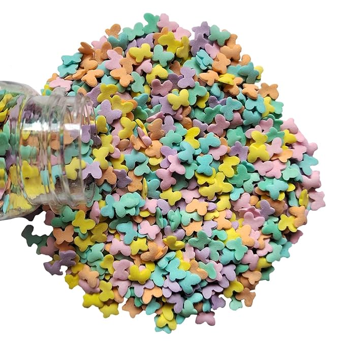 Homankit Multicolor Butterflies Sprinkles Mixed Sugar Cake Cupcake Toppers Cookie Dessert Ice Cream Donut Decoration 2.47 Ounce