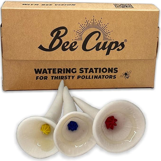 3 Pack, Bee Watering Station, Butterfly Feeder, Bee Feeder, Garden Decor, Bee Decor, Outdoor Garden Decor, Plastic Free, Handmade from Porcelain (3, White)