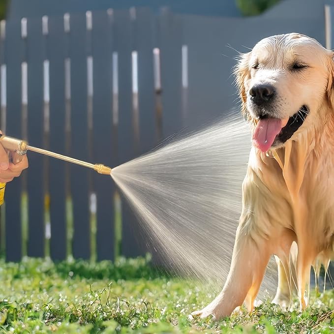 Garden Hose Nozzle, Metal Hose Sprayer with Adjustable High Pressure Spray Patterns for Car Washing, Watering Plants & Lawn, Patio Cleaning, Deck Rinsing, Dog Shower & Outdoor Irrigation Use