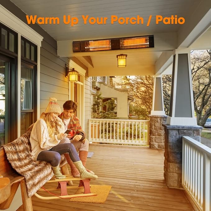 ThermoMate Infrared Electric Patio Heater, 3000W Carbon Fiber Heating for Outdoor/Indoor, Porch, Deck, Garage with Remote 24 Hours Timer, Hard Wired 240V