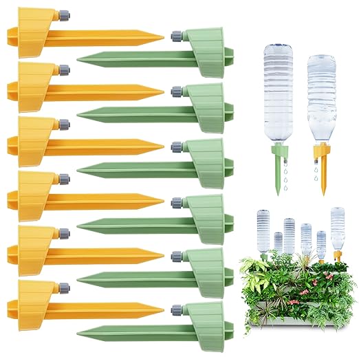 12 Pack Self Watering Spikes for Plants, Vacation Automatic Insert Irrigation Devices, Plant Water System with Adjustable Control Valve Switch Design for House Plants, Garden Plants, Office Plants