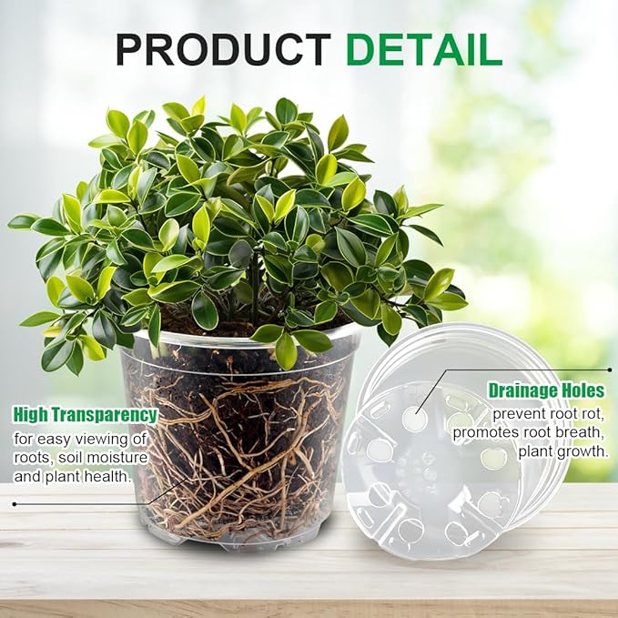 100 Pack 4 Inch Clear Plant pots with Drainage Holes, Transparent Nursery Seeding Pots, Flexile Seeds Starter Pots, Seeds Germination (4Inch,100P,Clear)