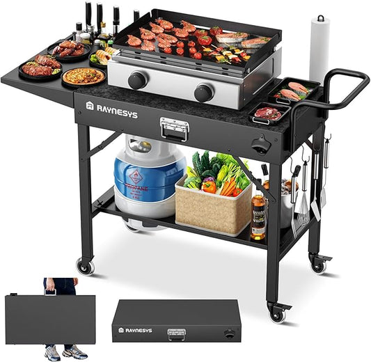 Outdoor Griddle Table, Blackstone Griddle Stand, 440lbs Folding Grill Cart, Pizza Oven Table Stand for Onni,Food Prep Table with Wheels for Outdoor BBQ Camp Ninja Woodfire Grill Stand, 31"W x 17"D