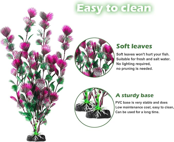 CousDUoBe 30Pcs Aquarium Plants, Fish Tank Accessories Artificial Aquatic Plants,Full Set of Fish Tank Decorations, Various Sizes