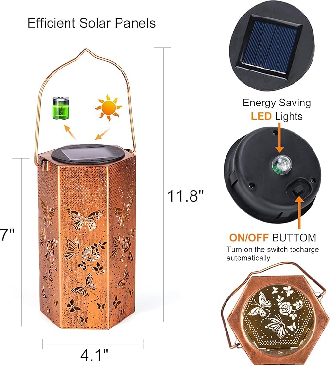Butterfly Solar Lanterns Outdoor Waterproof - Birthday Gifts for Women, Mom, Butterflies Solar Lights Outdoor Hanging Garden Decor for Outside, Patio, Outdoor, Yard, Lawn, Balcony