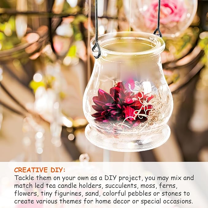 Cabilock Candle Holder Hanging Tealight Holder: 16pcs Glass Air Plant Succulent Vase Hanger Plant Terrariums Glass Orbs Air Plants for Party Wedding Centerpiece
