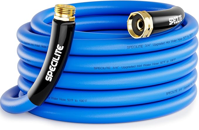 Hot/Cold Garden Water Hose 25 ftx 3/4 in, -50℉ To 190℉, Heavy Duty, Flexible, Burst 605 Psi, Lightweigh, Upgraded Rubber Pipe with 3/4" Brass Fittings For Backyard, Outdoor, Farm, Blue