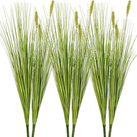 Melorca&Guilla Artificial Plants 6PCS 27“ Fake Tall Onion Grass Faux Plant,Artificial Grass Greenery Shrubs Bushes for Garden Porch Window Box Shop Office Home Décor