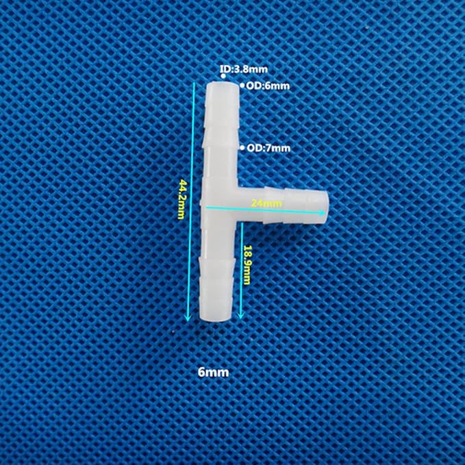 Unifizz T - Piece Hose Equal Paths Tube Accessories,6mm Equal Paths Plastic Hose Tube Connector For Cooling Watering Irrigation, Transparent, 10Pcs