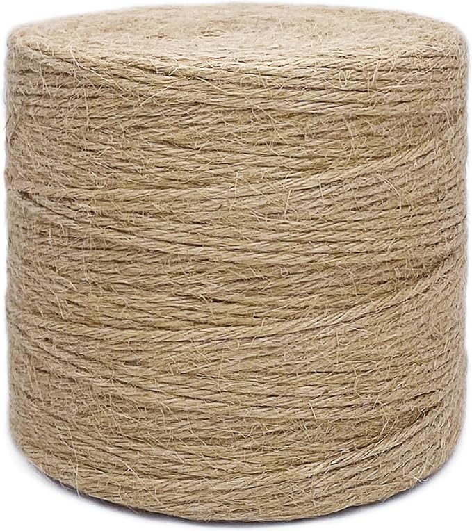 1000FT Jute Twine Rope 3mm Natural Thick Garden Twine String Heavy Duty for Gardening Bundling Crafts Arts Gift Wrapping Packing Material Wedding Christmas Decoration Bulk