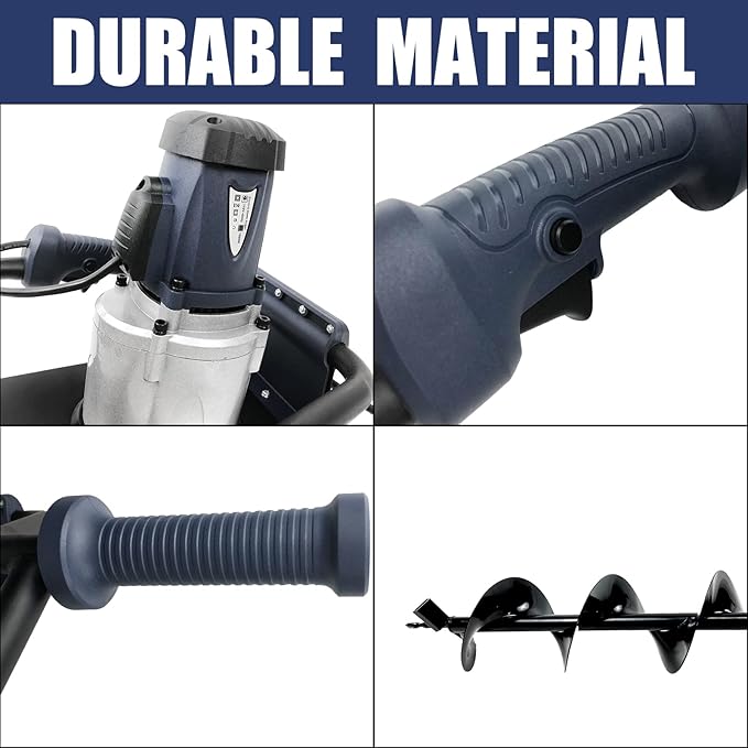 JACKCHEN 1500W Electric Post Hole Digger, Earth Auger with 6 inch Auger Drill Bit, Earth Auger Post Hole Digger Electric, Ideal for Post Hole Digging, Drilling, Tree Planting, Blue