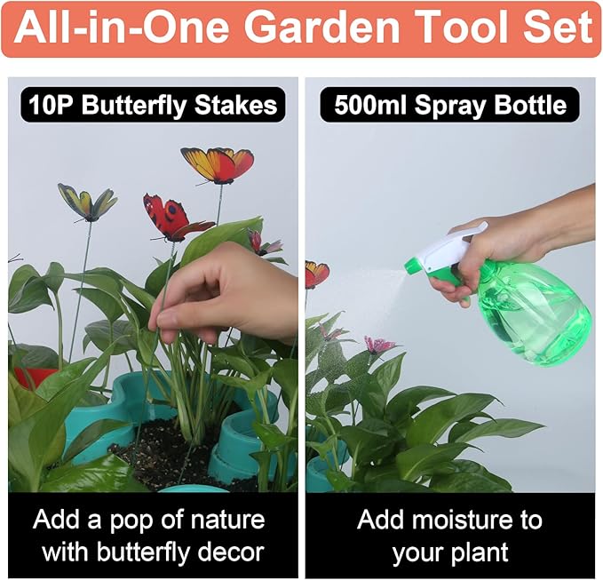 Vertical Planter, 5 Tier Stackable Strawberry Planter with Garden Tool Set, Movable Indoor/Outdoor Garden Herb Pot for Growing Vegetables and Succulents, Teal