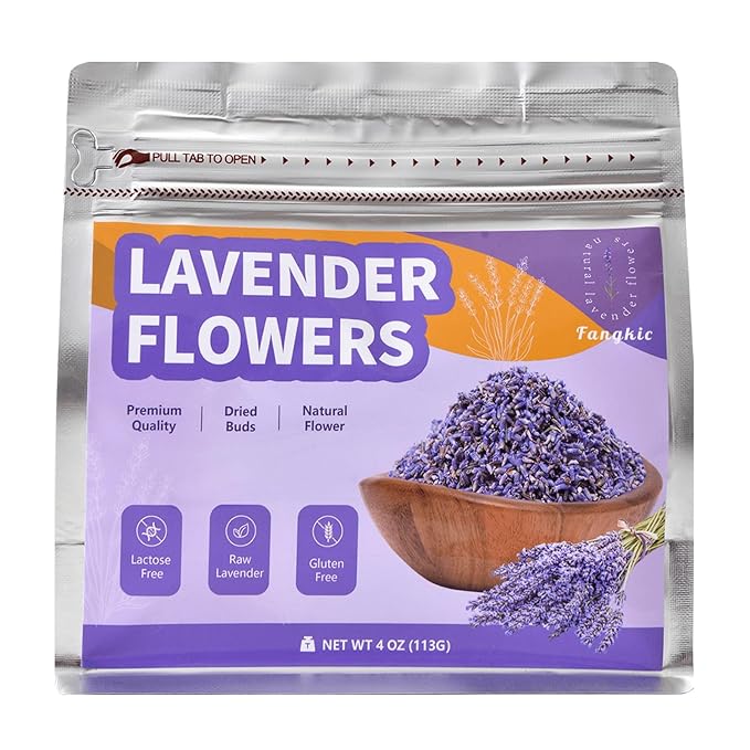 Dried Culinary Lavender Flowers - Food Grade Lavender Buds(4 oz), for Tea, Baking, Potpourri, Home Fragrance & Sachets, Edible Flowers - Gluten Free