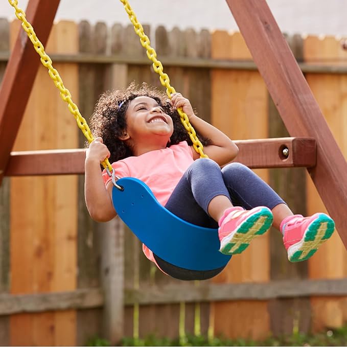 Decorlife Outdoor Swings Seats with 66" Rust-Resistant Heavy Duty Chain, Playground Swing Set Accessories Replacement Anti-Slip Seats, Backyard Swing Support 330lb for Kids or Adults (Blue)