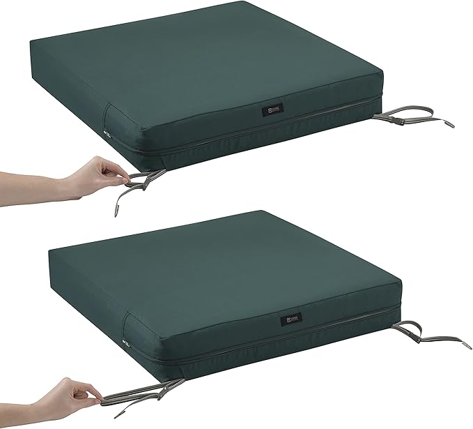 Classic Accessories Ravenna Water-Resistant Patio Lounge Chair/Loveseat Cushion, 25 x 27 x 5 Inch, Mallard Green