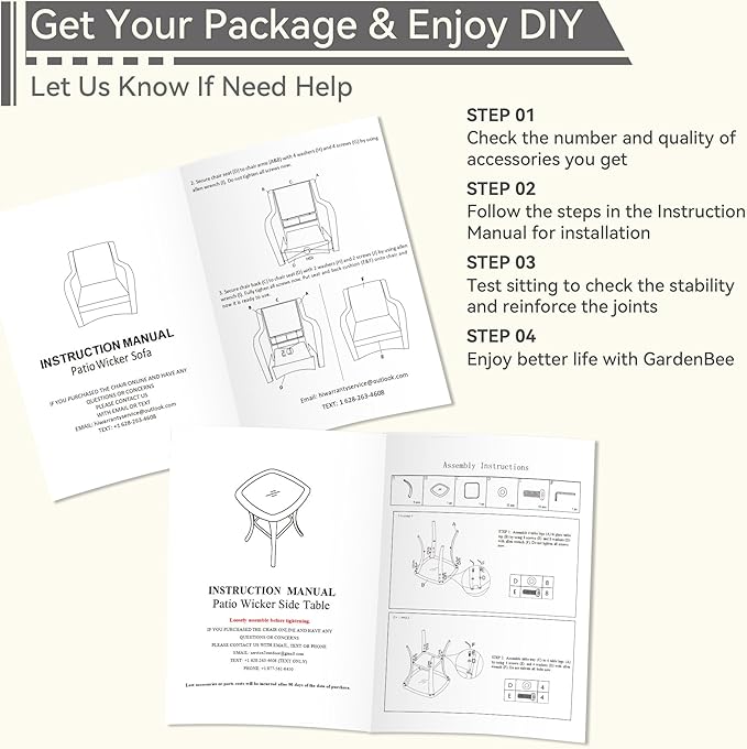 3 Pieces Outdoor Patio Chairs Set - Wicker Patio Conversation Sets with 1 Side Table, Olefin Fabric Cushions Suitable for Backyard Deck and Porch,Orange