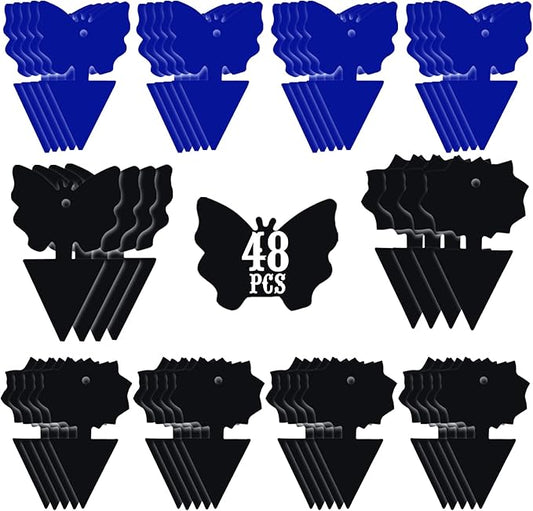 USKICH Sticky Traps Gnat Killer Fruit Fly Traps Non-Toxic and Odorless Fungus Gnat Traps Insect Traps Black Sticky Trap for Indoor and Outdoor Plants（48Pcs Black）