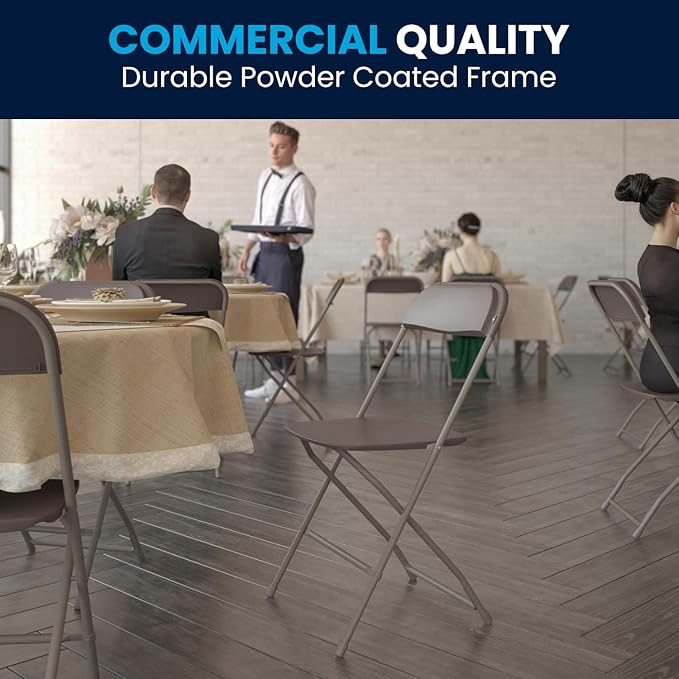 Flash Furniture Hercules Series Plastic Folding Chair - Brown - 6 Pack 650LB Weight Capacity Comfortable Event Chair-Lightweight Folding Chair