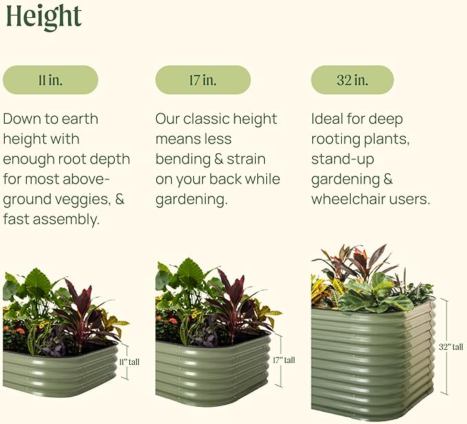 Vego garden 17" Tall 42" Round Raised Garden Bed Metal Raised Bed Planter Box for Vegetables Flowers Patio, Modern Gray