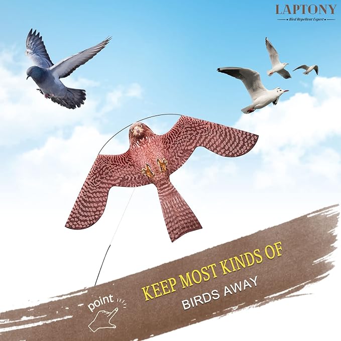 Bird Hawk Flying Kite with Pole Crops Farm Protector Bird Scarer Flying Kite with 4m Pole-Style A