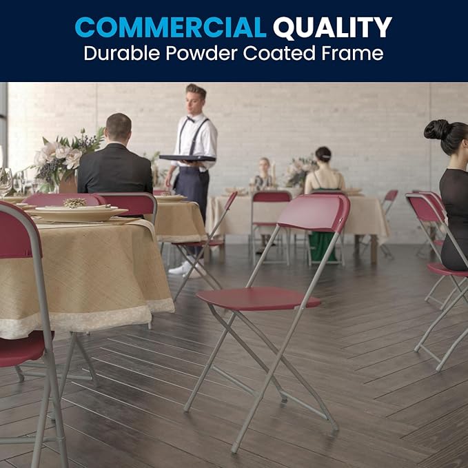 Flash Furniture Hercules Series Plastic Folding Chair - Red - 6 Pack 650LB Weight Capacity Comfortable Event Chair-Lightweight Folding Chair