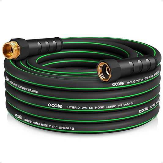 Heavy Duty Garden Hose 25ft, NON-EXPANDABLE Flexible Water Hose, Kink Resistant Lightweight Hybrid Hose, Leakproof Hose Male to Female Fittings