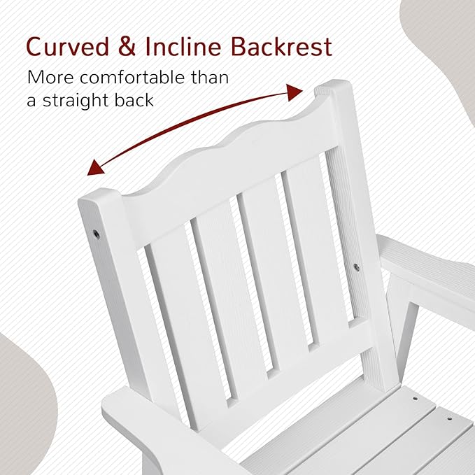 Stoog 3 Piece Patio Dining Sets, All-Weather Patio Chairs with Curved Backrest, Include 2 Garden Chairs and 1 Side Table, White