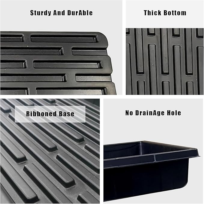 20 Pack 1020 Trays, No Drain Holes, 20" x 10", Extra Thick Heavy Duty Seed Starting Trays -Reusable Propagation Flats for Microgreens, Seedlings, Plant Germination, Fodder and Transplant