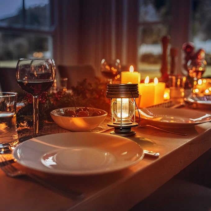 pearlstar Solar Lanterns Outdoor Hanging Solar Lights with Handle for Pathway Yard Patio Garden Decoration, Waterproof Outside Solar Table Lamp,2 Pack 5.5" H (Warm Lights)