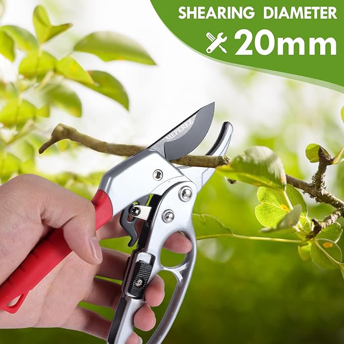 Ultra Sharp Germany Steel Pruning Shears - Cuts 3X Easier, Weak Hand Arthritis Snips, Rust-Resistant, Effortlessly 1-Inch Cut Capacity Garden Scissors, Ergonomic Handle (Red)