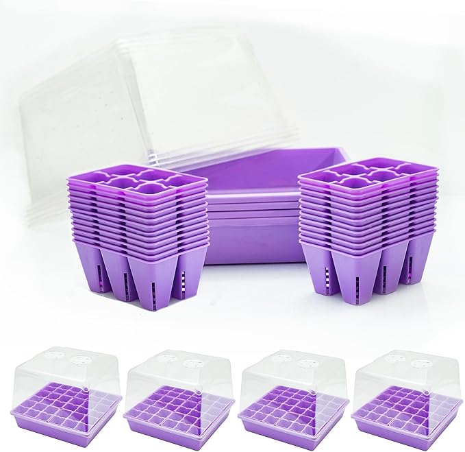 Bootstrap Farmer Countertop Seed Starter Kit in Purple, Reusable 1010 Tray Bundle with Inserts and Humidity Dome