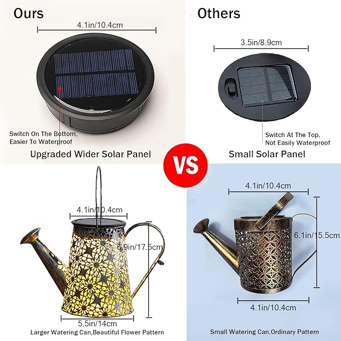 VOOKRY Solar Watering Can Lights, Large Retro Metal Hanging Solar Lights Outdoor Waterproof, Gardening Gifts for Mom Grandma Women Birthday, Garden Decor Yard Light Outside for Porch Landscape Patio
