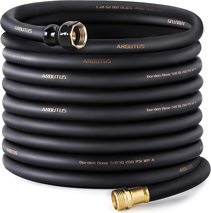 Garden Hose 5/8" x 100ft - No-Kink Flexible Water Hose 600 PSI Burst Pressure, Lightweight & Durable for Yard, Car Wash, Pets Black