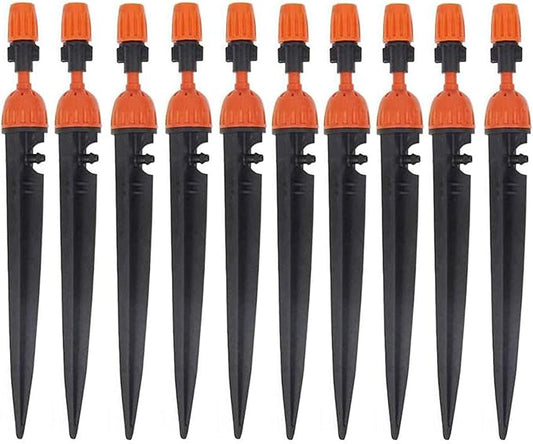 Kalolary 1/4 Inch Drip Irrigation Emitters, 20PCS Micro Spray Irrigation Drippers for 4/7mm Tube Adjustable Water Flow Sprinklers Garden Irrigation Sprayer for Potted Plants Watering System (Orange)