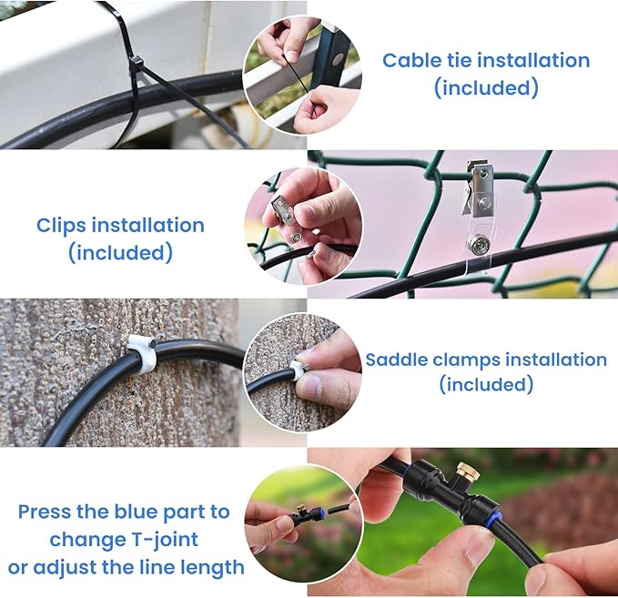 Keten 72FT Misting Cooling System, 59FT(18m)+Extra 13FT(4m) Misting Line, Misters System for Outdoor Patio Garden Greenhouse Pasture with 18 T-Joints+18 Mist Nozzles+3/4” Brass Adapter