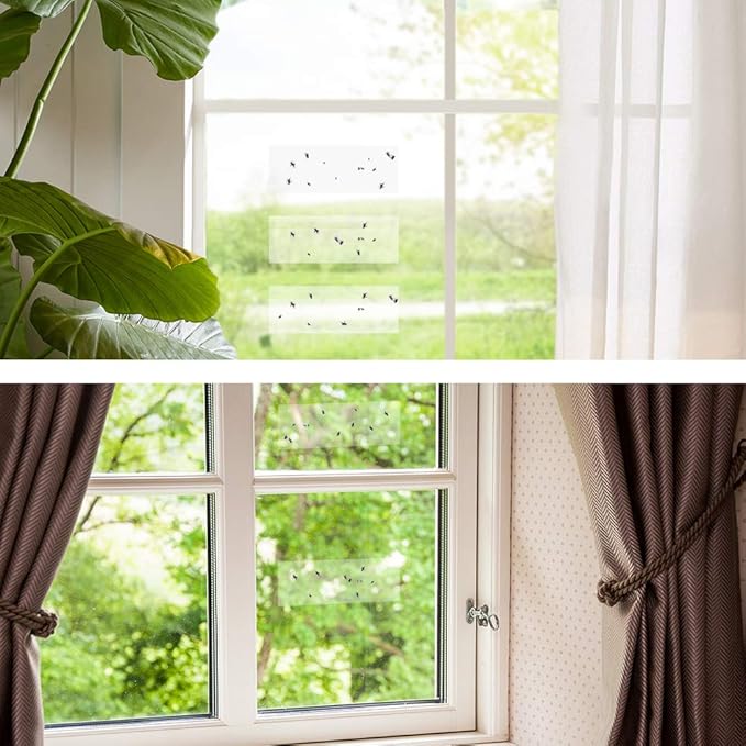 Kensizer 30-Pack Window Fly Traps for Indoors, Paper Sticky Strips, Fly Catcher Clear Windows Trap for Home, House Fly Killer Lady Bug Traps