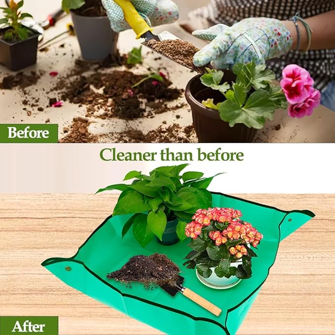 Repotting Mat,Potting Mat,Gardening Gifts,Gardening Tools,Indoor Plant Accessories,Plant Repotting Mat,Garden Tool Set,Gardening Supplies,Indoor Plant Tools,Gardening Gifts for Women(Green 26*26 in)