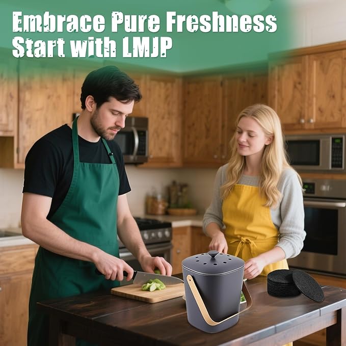 6.7 Inch Charcoal Filters for 10 Pack Kitchen Countertop Compost Bins - Extra Thick 0.3" for Longer Lasting Activated Carbon