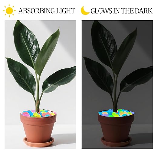 0.7LB 25-27mm Color Glowing Rocks for Driveway Glow in The Dark Rocks for Fish Tank Luminous Pebble Stones for Lawn Landscape Decor Garden Patio Aquarium Walkway