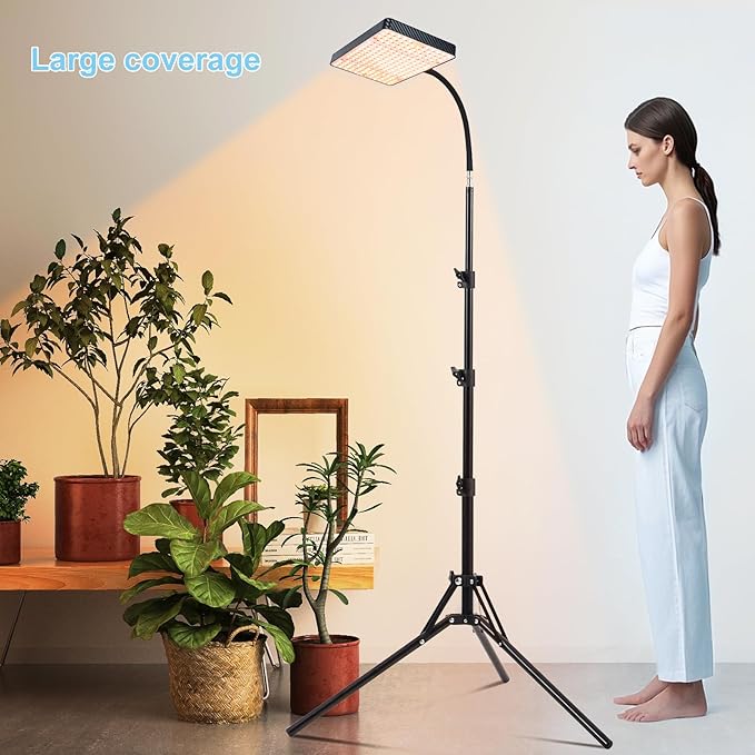 25W Grow Lights for Indoor Plants, Seed Starting, Bonsai with Stand and Timer Auto On/Off, 2500 Lumen Enough Bright Like A Small Sun for Your Jungle, Daisy Chain Function, 40"-64" Height Adjustable