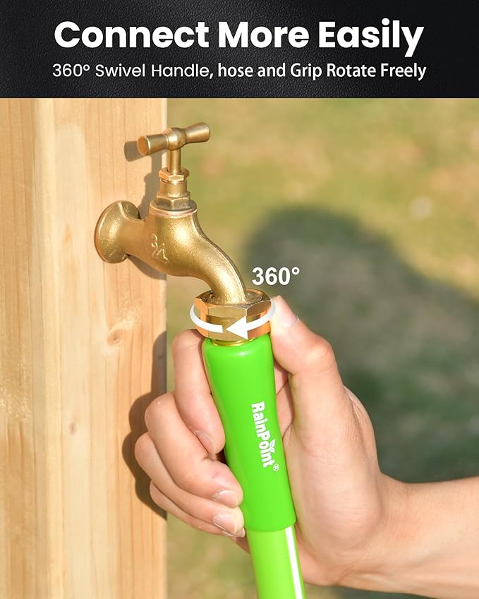 RAINPOINT Short Leader Garden Hose 3ft - Lightweight Water Hose with Swivel Handle, Male to Female Fittings- Flexible, Heavy Duty, Hybrid Rubber, with Male to Female Fittings