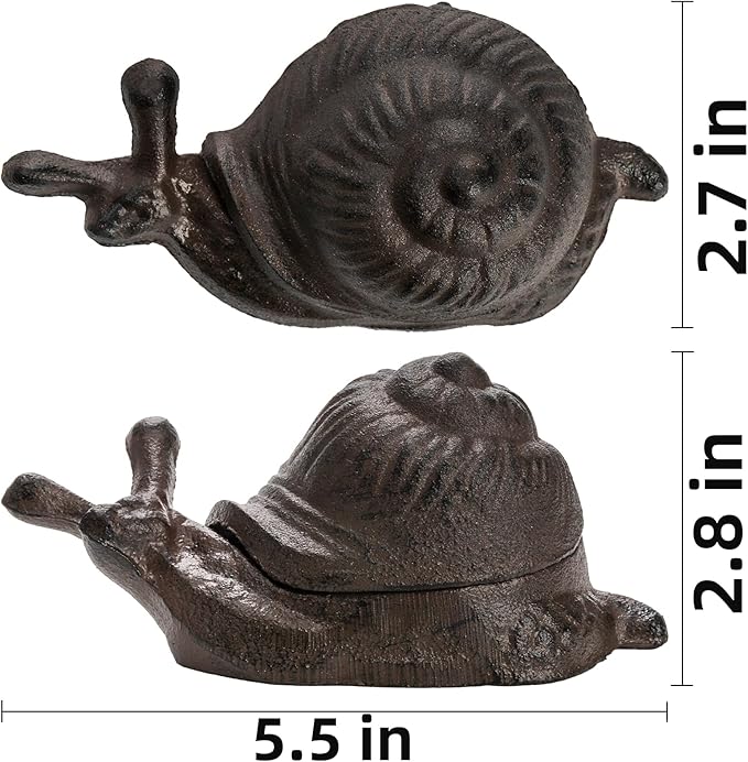 Cast Iron Key Hider, Snail Hide-a-Key Holder, Outside Spare Key Hider Figurine, Small Snail Garden Statues Ornament, Decorative Jewelry Trinkets Box for Ear Studs Rings Paper Clips
