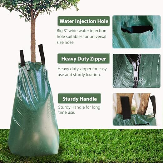 REMIAWY Tree Watering Bag, 20 Gallon Slow Release Watering Bag for Trees, Tree Irrigation Bag Made of Durable PVC Material with Zipper (6 Pack 5-8 Hours Releasing Time)