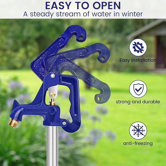 4.25FT Frost-Free Yard Hydrant, Freezeless Frost Proof Hydrant,Water Hydrant 3/4" Pipe Connection,Total Length 4.25ft, 24" Bury Depth,for Yard,Garden,Pasture Irrigation and Drinking