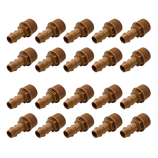 Dnyta 20pcs Drip Irrigation Barbed Adapter Coupling Fittings Threaded Drip Irrigation Male Adapter 3/4 PVC to 1/2 Drip Irrigation Adapter