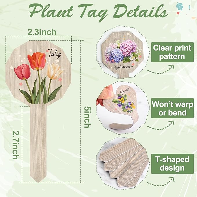 Plant Label Signs- 15PACK Flower Plant Markers, Herb Plant Tags for Outdoor Garden Waterproof, Gardening Supplies with Names, Indoor Patio Tags for Greenhouse Flowers Greenery Seedling